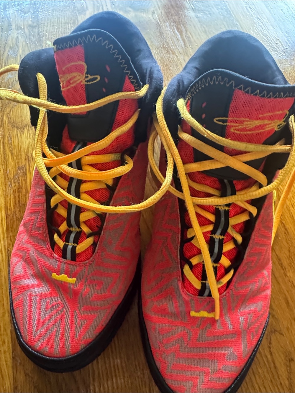 Nike Red and Yellow Basketball Shoes - Picture 8 of 9